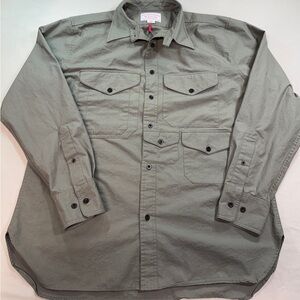 Filson Long Sleeve Work Shirt Utility Pockets Khaki Green Men's XL Guide Safari